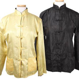 EASTERN COLLECTION Yellow & Black Asian Reversible Traditional Jacket Size XXXL